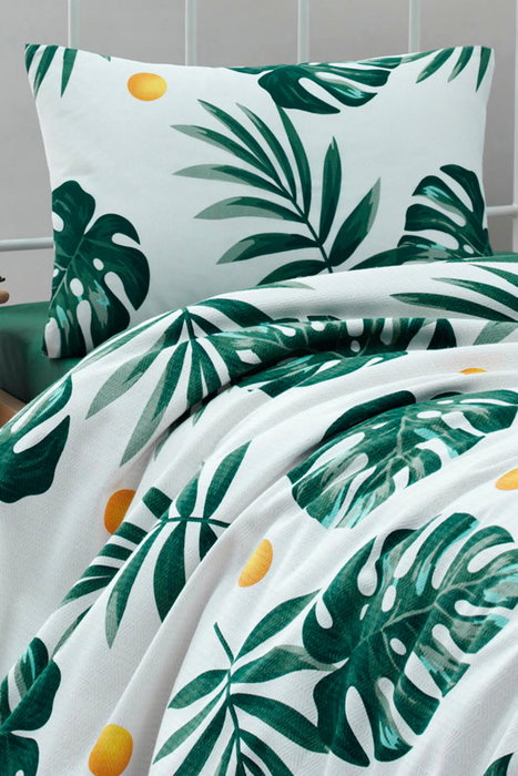 L'essentiel linge de maison Conjunto de piqué individual Monstera - Verde